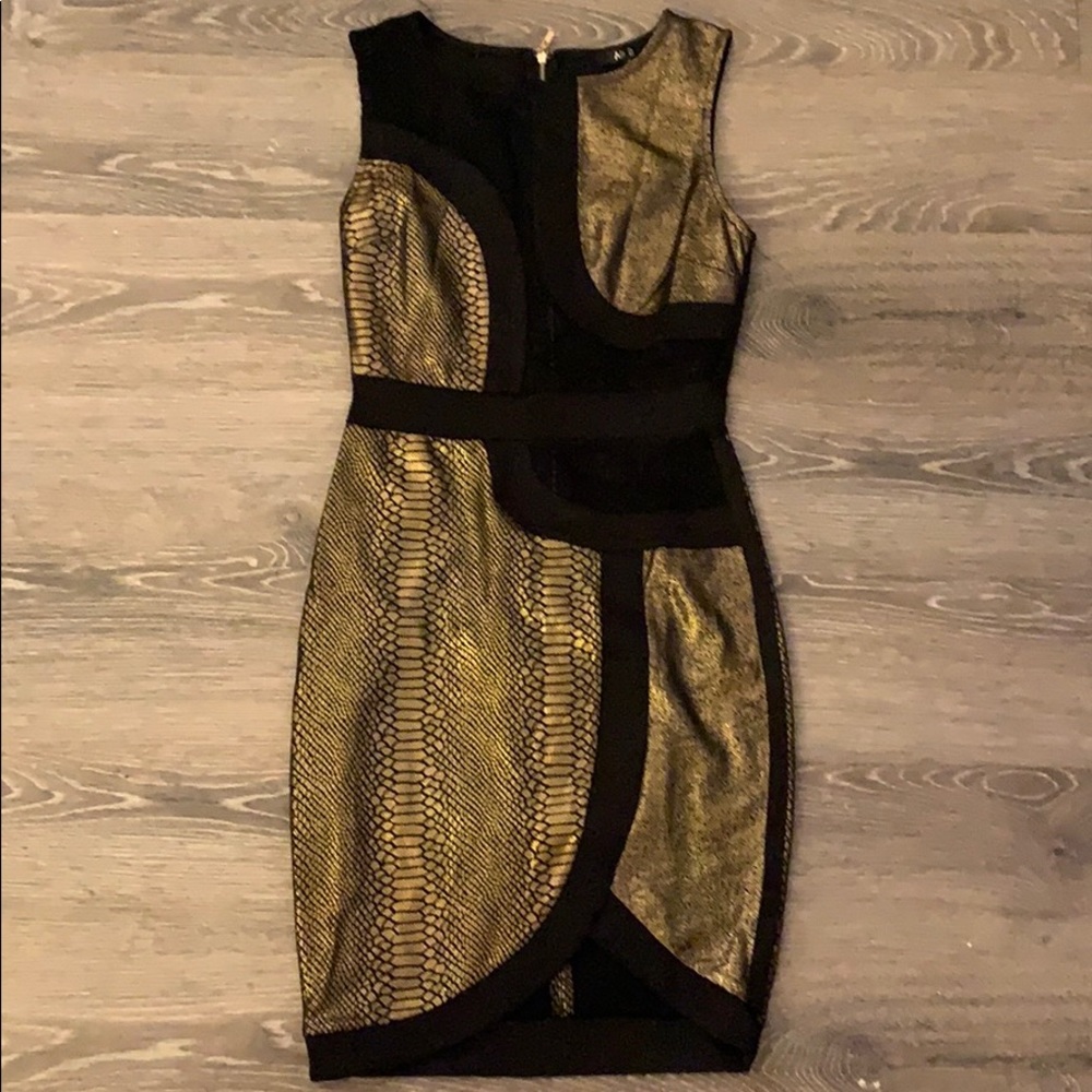 Black and gold cocktail dress